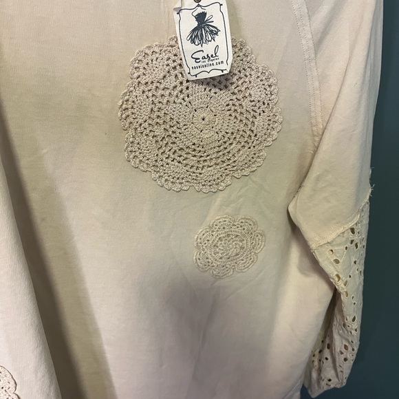 Easel Cream Crochet Detail Long Sleeve Top - Picture 8 of 9